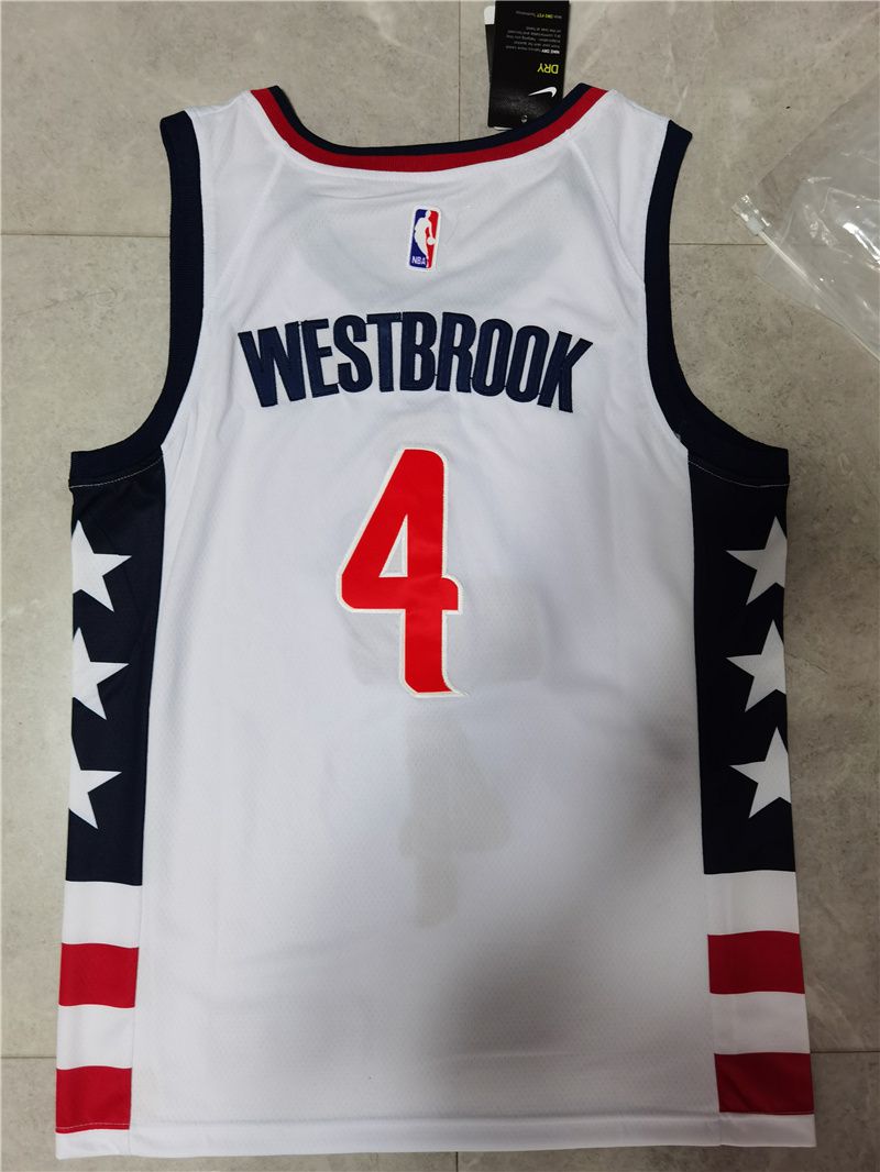 Men Washington Wizards #4 Westbrook White Game 2021 Nike NBA Jersey-0